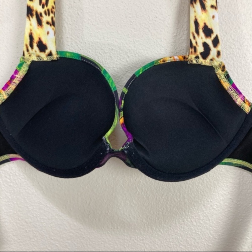 Victorias Secret Bombshell Floral Leopard Push-Up Bikini Top Women’s Sz 32A - Picture 2 of 4